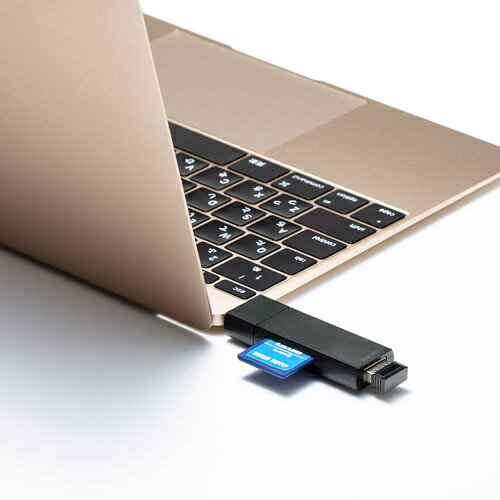 サンワサプライ ADR-3TCMS7BKN Type-Cコンパクトカードリーダー（USB 1ポート付き）【在庫目安:お取り寄せ】| パソコン周辺機器 メモリカードリーダー メモリーカードライター メモリカード リーダー カードリーダー カード