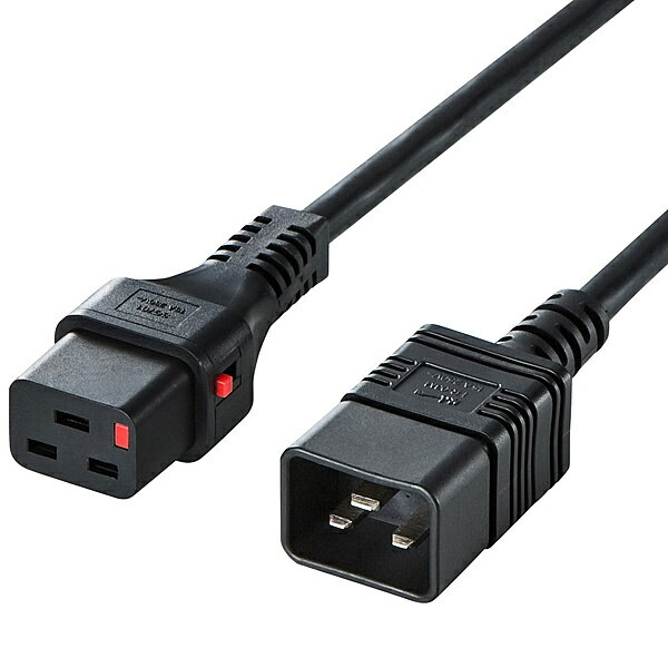 【送料無料】サンワサプライ APW15-C20C19LK03 抜け防止ロック電源コード（3m）【在庫目安:お取り寄せ】| パソコン周辺機器 電源コード 電源ケーブルケーブル
