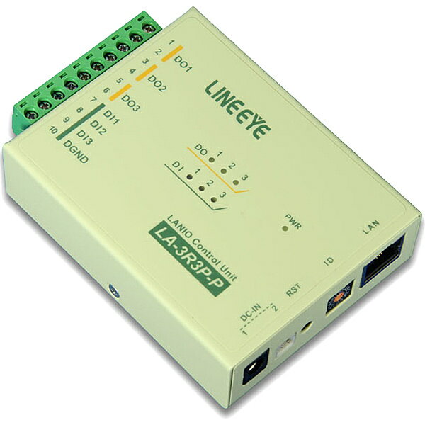 【送料無料】ラインアイ LA-3R3P-P(G) LAN接続型デジタルIOユニット リレー接点3出力/ ドライ接点3入力【在庫目安:お取り寄せ】