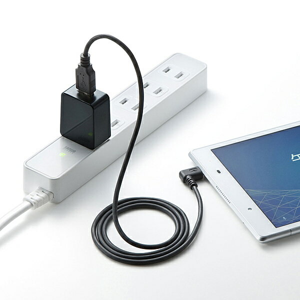 サンワサプライ ACA-IP52BK USB充電器（2A・高耐久タイプ・ブラック）【在庫目安:僅少】| 電源 ACアダプタ AC電源 アダプタ USB用電源アダプタ USBアダプタ