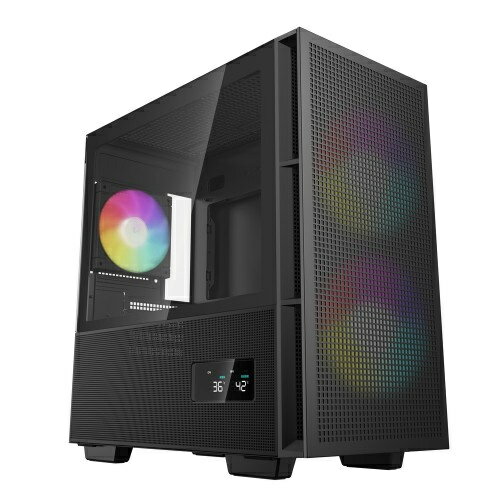【送料無料】Deepcool R-CH360-BKAPE3D-G-1 CH360 DIGITAL/ 高エアフローMicroATXケース/ ブラックモデル/ CPUまたはGPUモニタリングパネル搭載/ ARGBファン3基標準搭載/ 360mmラジエーター対応【在庫目安:お取り寄せ】