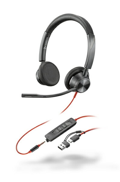 【送料無料】HP 8X221AA Poly Blackwire 3325 USB-C+USB-A 変換アダプタ付 両耳 有線モデル ノイズキャンセリングマイク搭載 レザレットイヤークッション 3.5mmジャック対応【在庫目安:お取り寄せ】| パソコン周辺機器