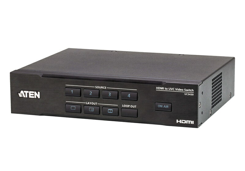 【送料無料】ATEN UC3430 クワッド 4K HDMI→USB-C UVC ビデオスイッチャー（AVミキサー機能搭載）【在庫目安:お取り寄せ】