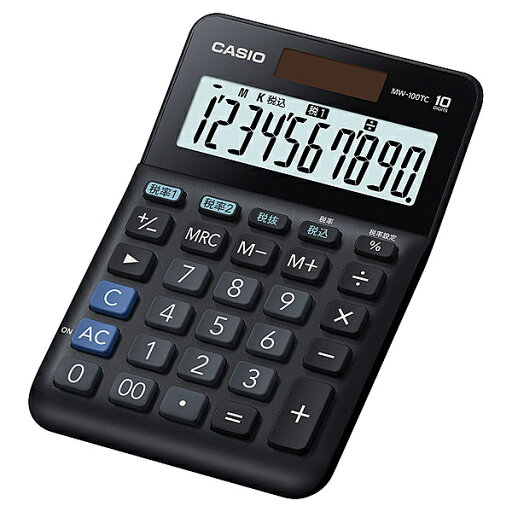 CASIO MW-100TC-BK-N W税率電卓 ミニジャストタイプ 10桁 ブラック【在庫目安:お取り寄せ】| 事務機 電卓 計算機 電子卓上計算機 小型 演算 計算 税計算 消費税 税 CASIO MW-100TC-BK-N W税率電卓 ミニジャストタイプ 10桁 ブラック【在庫目安:お取り寄せ】| 事務機 電卓 計算機 電子卓上計算機 小型 演算 計算 税計算 消費税 税
