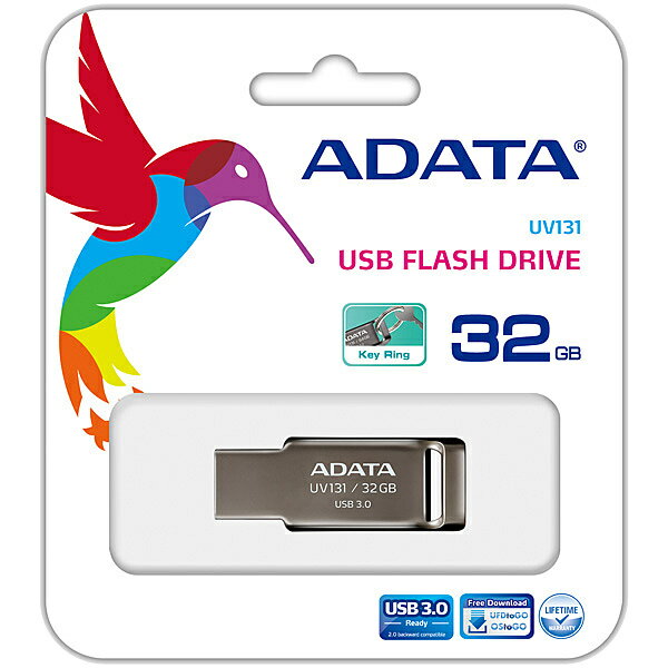 A-DATA Technology AUV131-32G-RGY USBメモリ UV131 32GB USB3.2 Gen1対応 キャップレス クロムグレー / 5年保証【在庫目安:お取り寄せ】| パソコン周辺機器