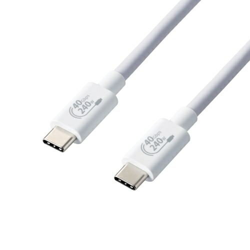 【送料無料】ELECOM USB4-CCPE10NWH USB4ケーブル/ C-Cタイプ/ 認証品/ USB Power Delivery対応/ 240W/ 1.0m/ ホワイト【在庫目安:お取り寄せ】