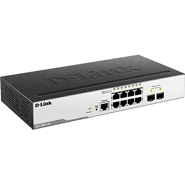 【送料無料】D-Link DGS-3000-10L/B1 DGS-3000-10L Managed L2スイッチ 10/ 100/ 1000BASE-Tポート×8、SFPスロット×2、リミテッドライフタイム保証【在庫目安:お取り寄せ】| パソコン周辺機器