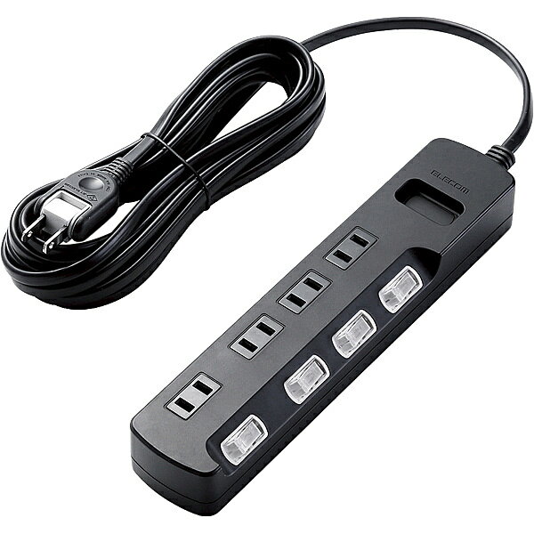 【送料無料】ELECOM AVT-K6A-2450BK AV雷ガードタップ/ 個別スイッチ/ ホコリシャッター付/ 4個口/ 5m/ ブラック【在庫目安:お取り寄せ】| 電源タップ サーバー用電源タップ サーバー 電源コード タップ 電源 コンセント コード