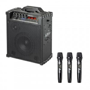 【送料無料】サンワサプライ MM-SPAMP16 ワイヤレスマイク付き拡声器スピーカー（バッテリー内蔵・ワイヤレスマイク3本対応）【在庫目安:お取り寄せ】