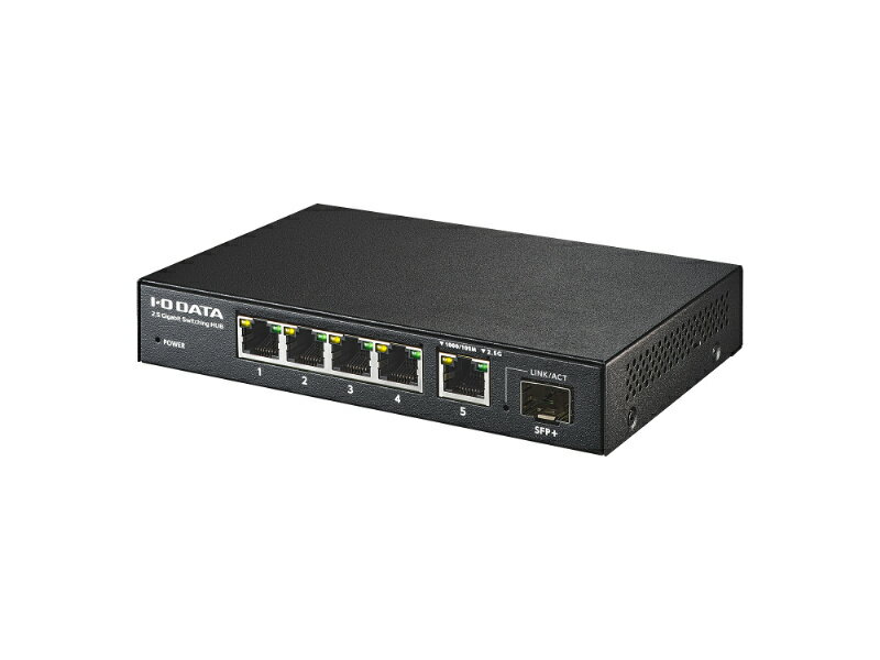 【送料無料】IODATA BSH-QG05 10G対応SFP+搭載2.5Gアンマネージスイッチングハブ 5ポート【在庫目安:お取り寄せ】