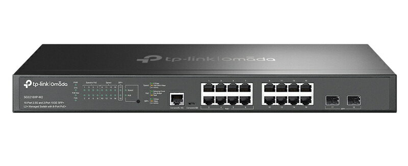 【送料無料】TP-LINK SG3218XP-M2(UN) Omada 2.5G 16ポート＆10GE SFP+ 2ポート L2+ マネージスイッチ（PoE+8ポート搭載）【在庫目安:お取り寄せ】