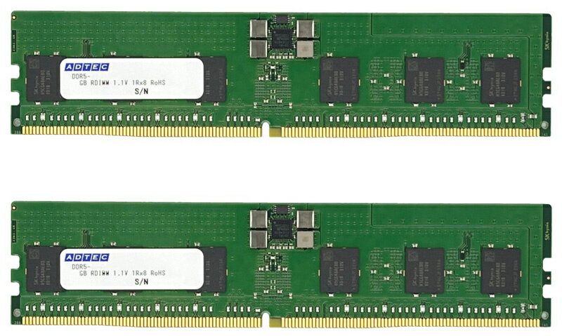 【送料無料】アドテック ADS5600D-R16GSBTW DDR5-5600 RDIMM 16GB×2枚 1Rx8 80bit【在庫目安:お取り寄せ】