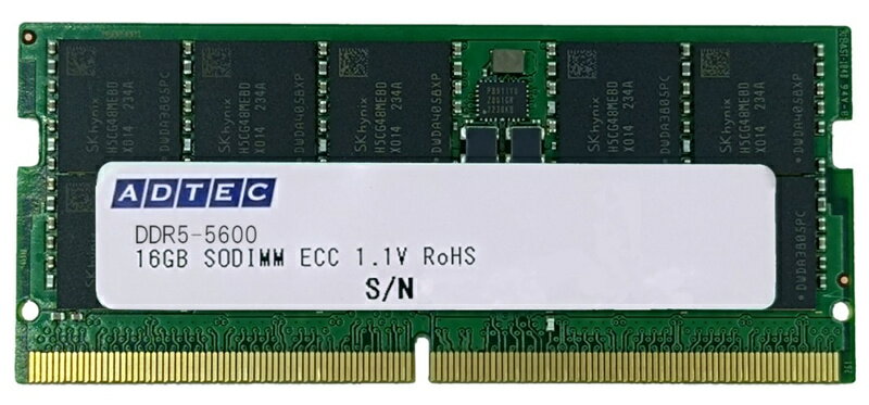 【送料無料】アドテック ADS5600N-E16GSB DDR5-5600 SO-DIMM ECC 16GB 1Rx8【在庫目安:お取り寄せ】
