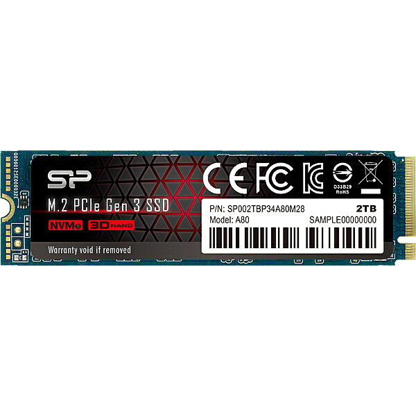 【送料無料】シリコンパワー SP002TBP34A80M28 M.2 Gen3 x4 type2280　2TB　SSD【在庫目安:お取り寄せ】