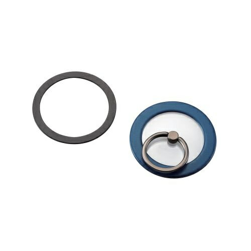 【送料無料】ELECOM P-STRMKPCRNV マグネットスマホリング/ クリア/ メタルプレート付属/ ネイビー【在庫目安:お取り寄せ】