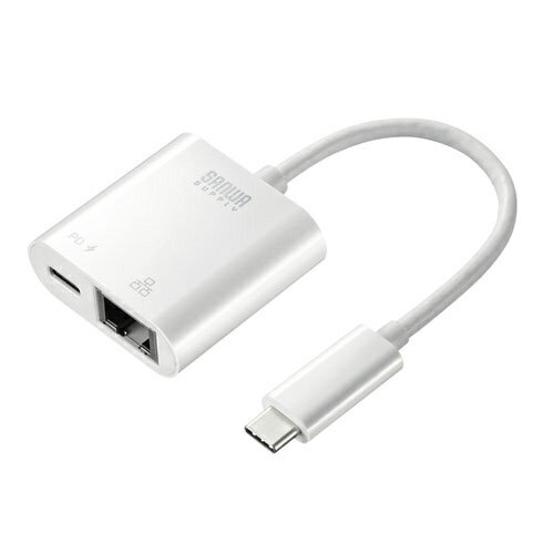 【送料無料】サンワサプライ USB-CVLAN7W USB3.2 TypeC-LAN変換アダプタ（PD対応・ホワイト）【在庫目安:お取り寄せ】