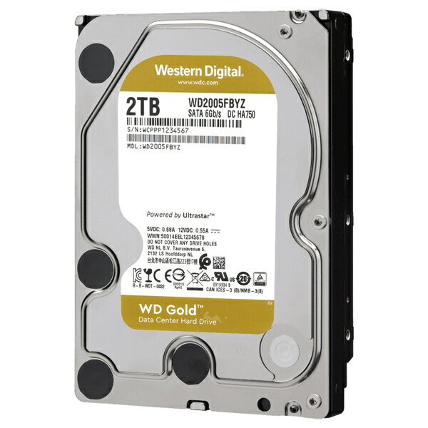 【送料無料】WESTERN DIGITAL 0718037-847924 WD Goldシリーズ 3.5インチ内蔵HDD 2TB SATA6.0Gb/ s 7200rpm/ class 128MB 512n WD2005FBYZ【在庫目安:お取り寄せ】| パソコン周辺機器