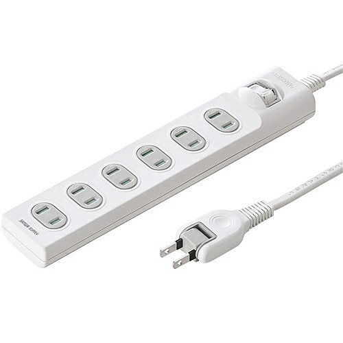 楽天デジタル百貨店PodPark楽天市場店【送料無料】サンワサプライ TAP-TSH610SWN 火災予防安全タップ（2P・6個口・10m・ホワイト）【在庫目安:お取り寄せ】| 電源タップ サーバー用電源タップ サーバー 電源コード タップ 電源 コンセント コード