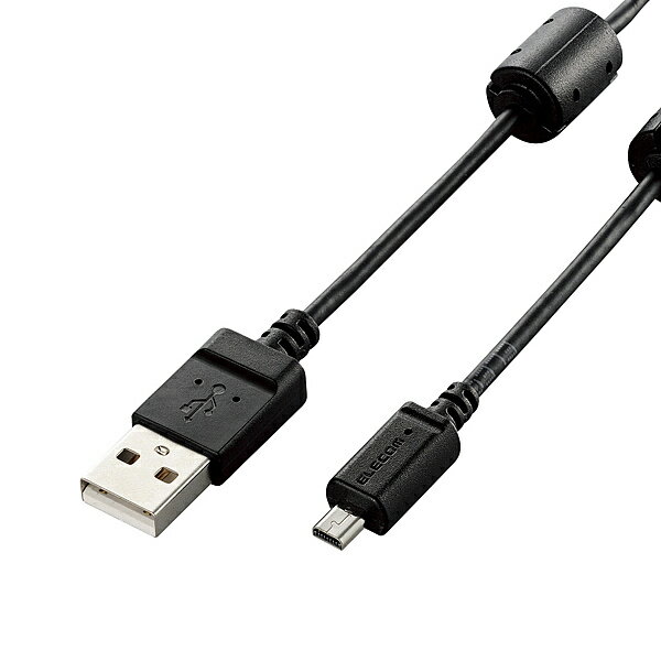 ELECOM DGW-F8UF05BK デジカメ用USBケーブル/ 平型mini8ピン/ フェライトコア/ 0.5m/ ブラック【在庫目安:お取り寄せ】