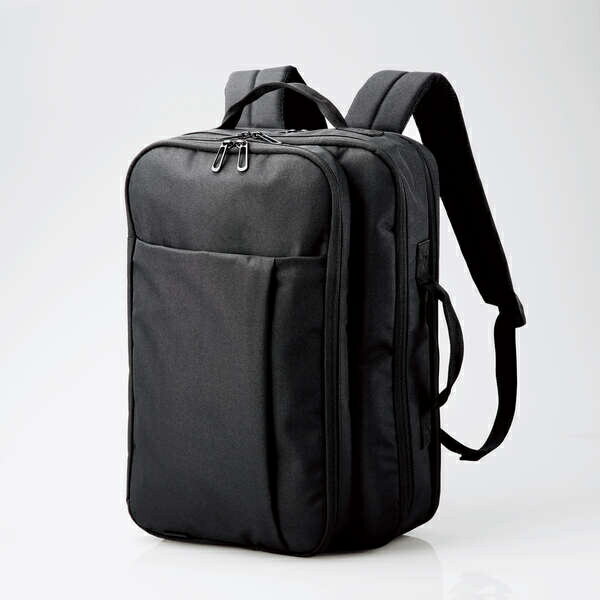 キャリングバッグ/ビジネスバックパック/2way/15.6インチ/ブラック ■2つの気室と3つの前面ポケットで収納できる、使い勝手の良いビジネスパックパックです。 ■パソコンや書類・小物なども持ち運べる十分な収納スペースを備えたバックパックタイプです。 ■前面ポケットには小物、メインポケットには着替えや書類などを収納できます。 ■15.6インチまでのノートパソコンが収納可能なパソコン収納気室がついています。 ■表面生地にはフッ素コーティング撥水加工を施しています。※内部への水の浸入を完全に防ぐものではありません。 ■背負いだけでなく、ハンドル付で手提げも可能です。 ■背面にキャリーバーへ固定できるキャリーベルトを配置しています。 ■バッグタイプ:バックパック ■持ち運びタイプ:2WAY(背負い+手提げ) ■気室数:2気室 ■外形寸法:約 幅290mm×奥行140mm×高さ440mm(取手、リュックベルト含まず) ■PC収納部内寸:約 幅260×奥行25×高さ380mm ■ポケット(前面):ファスナーポケット×3 ■カラー:ブラック ■材質:主材質:ポリエステル ■重量:約670g 詳細スペック 電気用品安全法(本体)非対象 電気用品安全法(付属品等)付属品等無し 電気用品安全法(備考)電気の通らない製品の為