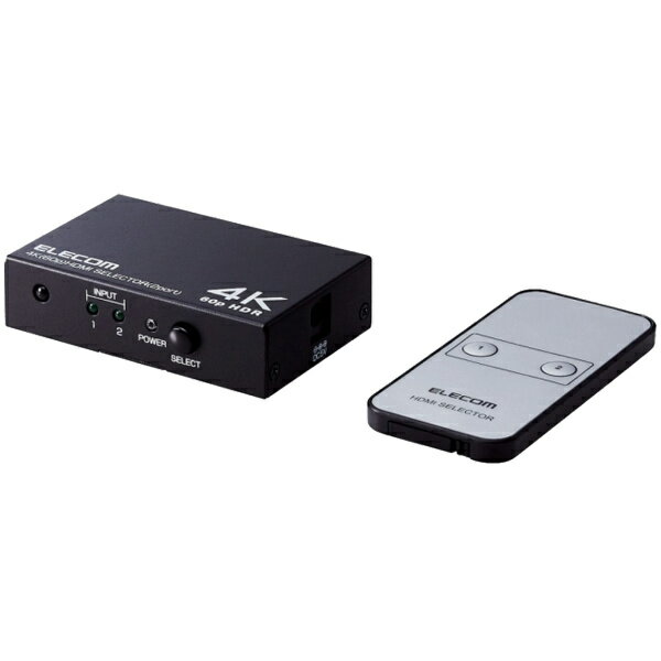 【送料無料】ELECOM DH-SW4KP21BK HDMI切替器/ 4K60P対応/ 2ポート/ 2入力1出力/ 専用リモコン付/ ブラック【在庫目安:僅少】