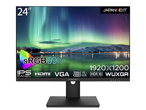 【在庫目安:あり】【送料無料】JAPANNEXT JN-IPS24WUXGAR-C 液晶ディスプレイ 24型/ 1920×1200/ USB Type-C×1、HDMI×1、VGA×1/ ブラック/ スピーカー：有/ 2年保証