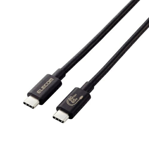 【在庫目安:あり】【送料無料】ELECOM USB4-V2CC10NBK USB4ケーブル/ C-Cタイプ/ 認証品/ USB Power Delivery対応/ 60W/ 80Gbps/ 1.0m/ ブラック