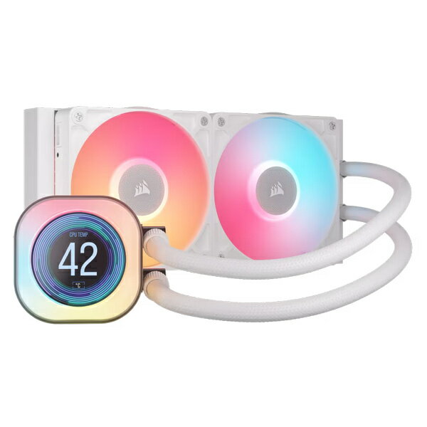 【送料無料】コルセア(メモリ) CW-9061025-WW 簡易水冷CPUクーラー iCUE LINK TITAN 240 RX RGB LCD -White-【在庫目安:お取り寄せ】
