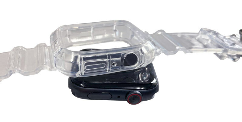 ブルー APW-40BL01CL Apple Watch 38mm/ 40mm 兼用 クリア 保護ケース付きバンド、Series1～6対応【在庫目安:お取り寄せ】