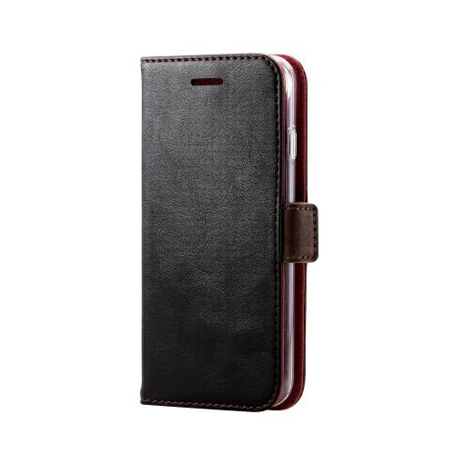 ELECOM PM-A22SPLFYBK iPhone SE 第3世代/ SE 第2世代/ 8/ 7用レザーケース/ 手帳型/ 耐衝撃/ 磁石付き/ ステッチ/ クリアケース/ ブラック【在庫目安:お取り寄せ】