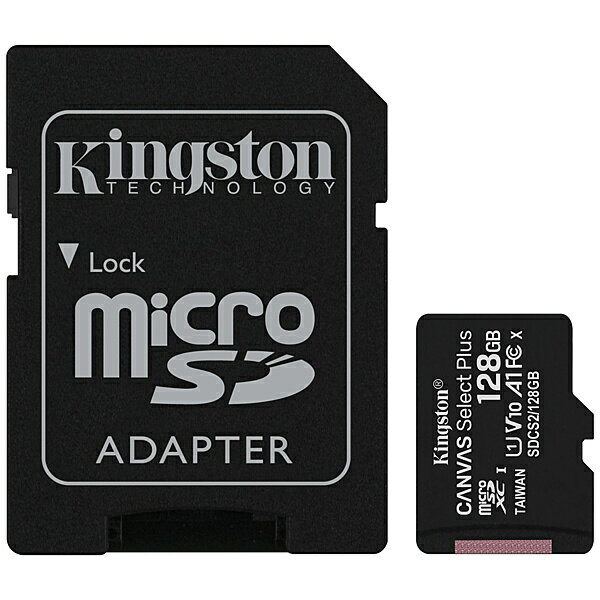 128GB Canvas Select Plus microSDXCカード Class10 UHS-1 U1 V10 A1 SDアダプタ付属 永久保証(終息品の場合は修理もしくは、その時点での評価額によるキャッシュバックになります。) 詳細スペック 電気用品安全法(本体)非対象 電気用品安全法(付属品等)非対象 電気用品安全法(備考)交流電源に接続しない