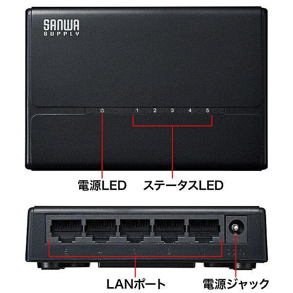 サンワサプライ LAN-SWHP501BK スイッチングハブ（5ポート・マグネット付き）【在庫目安:お取り寄せ】
