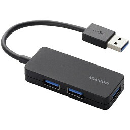 ELECOM U3H-K315BBK USB3.0ハブ/ ケーブル固定/ バスパワー/ 3ポート/ ブラック【在庫目安:僅少】