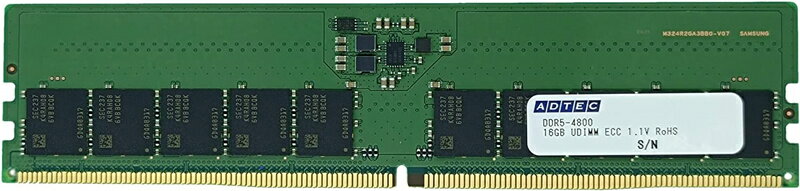 アドテック ADS4800D-E16GSBW DDR5-4800 UDIMM ECC 16GBx2枚 1Rx8