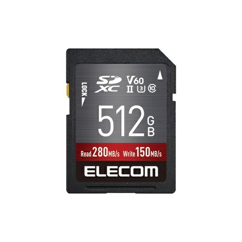 【送料無料】ELECOM MF-FS512GU23V6R SDXCカード/ データ復旧サービス付/ UHS-II/ V60/ 512GB【在庫目安:お取り寄せ】
