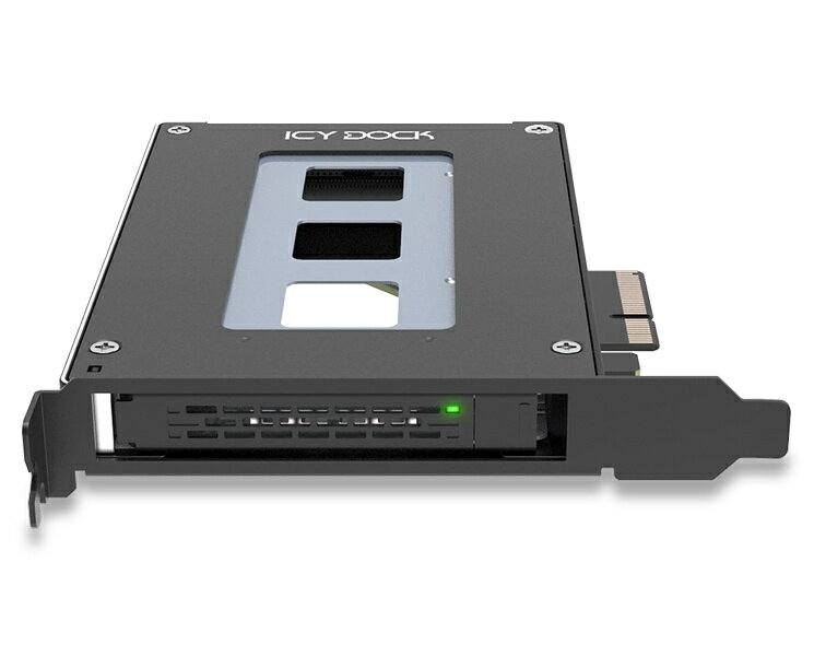 【送料無料】ICY DOCK MB111VP-B 2.5インチ U.2/ U.3 NVMe SSD(7mm)搭載用リムーバブルアダプタ PCIe 4.0 x 4対応 PCIe拡張スロット用【在庫目安:お取り寄せ】
