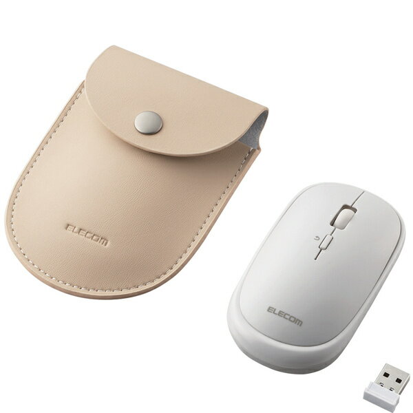 【送料無料】ELECOM M-TM10DBWH BlueLEDマウス/ 薄型/ 無線/ 4ボタン/ ポーチ付/ ホワイト【在庫目安:お取り寄せ】