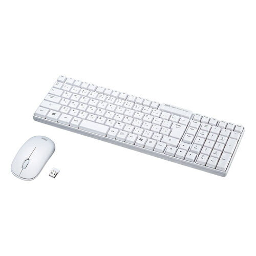 【送料無料】サンワサプライ SKB-WL34SETW マウス付きワイヤレスキーボード（ホワイト）【在庫目安:お取り寄せ】
