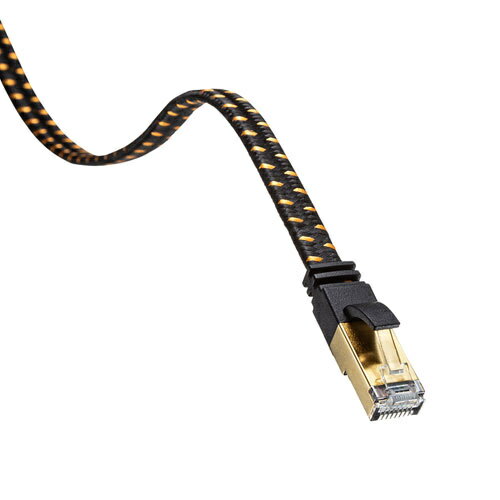 サンワサプライ KB-T8MEFL-005BK カテゴリ8メッシュフラットLANケーブル（ブラック・0.5m）【在庫目安:お取り寄せ】| パソコン周辺機器 ケーブル フラットケーブル フラット ストレート