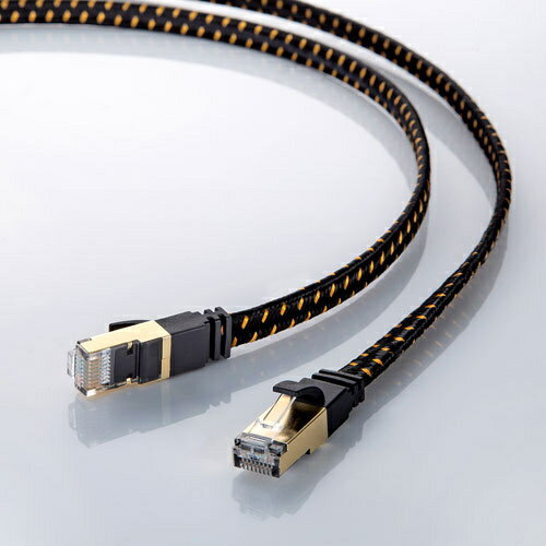 サンワサプライ KB-T8MEFL-005BK カテゴリ8メッシュフラットLANケーブル（ブラック・0.5m）【在庫目安:お取り寄せ】| パソコン周辺機器 ケーブル フラットケーブル フラット ストレート