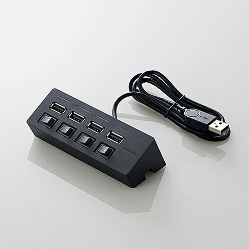 【送料無料】ELECOM U2H-TZS428SBK USB HUB2.0/ 機能主義/ 個別スイッチ付/ セルフパワー/ 4ポート/ 100cm/ ブラック【在庫目安:お取り寄せ】