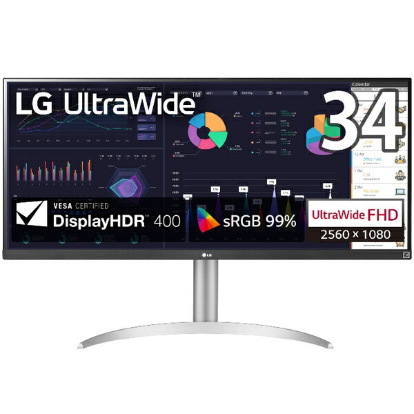 【送料無料】LG電子 34WQ650-W 液晶ディスプレイ 34型/ 2560×1080/ HDMI、DisplayPort、USB Type-C/ 白/ スピーカー：あり/ IPS/ 1000：1/ 100Hz/ ブルーライト低減/ 3年保証【在庫目安:お取り寄せ】