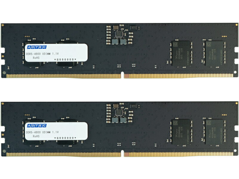 【送料無料】アドテック ADS4800D-32GW DDR5-4800 UDIMM 32GB×2枚【在庫目安:お取り寄せ】