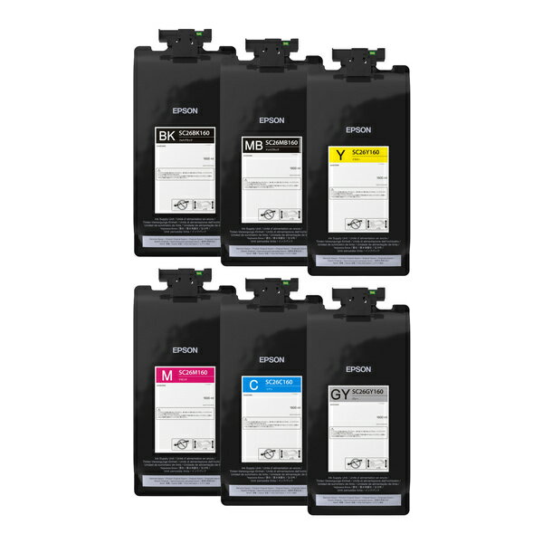 【送料無料】EPSON SC26SET SureColor用　スターターインクセット/ グレーモデル用6色セット（1600ml）..