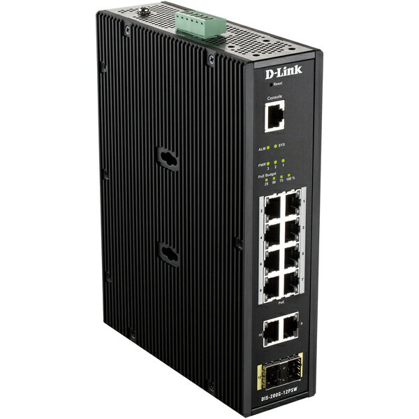 【送料無料】D-Link DIS-200G-12PSW/A2 DIS-200G-12PSW 産業用ギガビットL2スマートスイッチ、PoE+対応（最大240W給電）、ギガビット10ポート、SFPスロットx2、DC電源、IP30メタル筐体、-40℃75℃対応、5年保証【在庫目安:お取り寄せ】| パソコン周辺機器