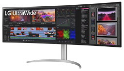 【送料無料】LG電子 49WQ95C-W 液晶ディスプレイ 49型/ 5120×1440/ HDMI、DisplayPort、USB Type-C/ Stand body シルバー、Stand Base シルバー、back cover ホワイト/ スピーカー：あり【在庫目安:お取り寄せ】