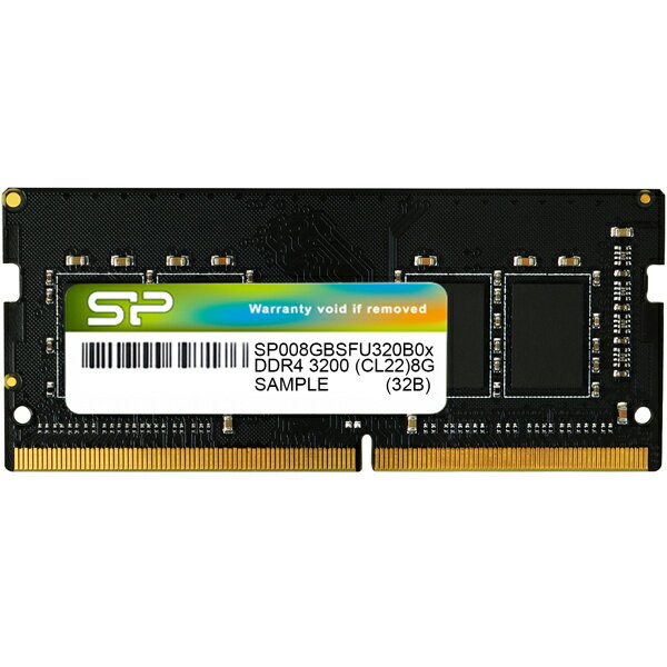 【送料無料】シリコンパワー SP008GBSFU320B02 メモリモジュール 260pin DDR4-3200 PC4-25600 CL22 1.2V Non-ECC SODIMM 8GB【在庫目安:お取り寄せ】