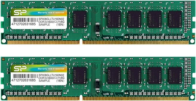 【送料無料】シリコンパワー SP016GLLTU160N22 【1.35V低電圧メモリ】メモリーモジュール 240pin U-DIMM DDR3L-1600(PC3L-12800) 8GB×2枚組 ブリスターパッケージ【在庫目安:お取り寄せ】