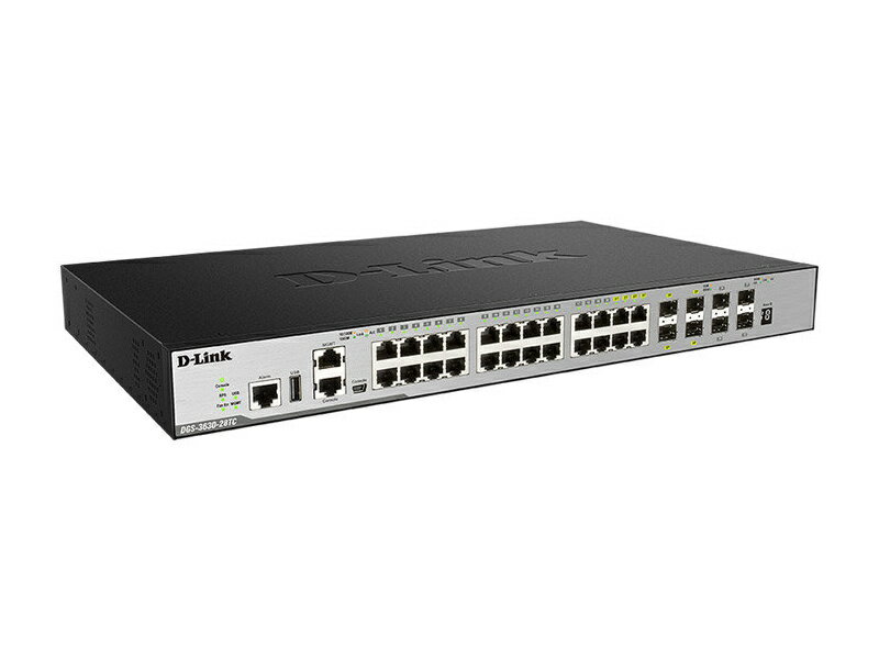 【送料無料】D-Link DGS-3630-28TCEI/A2 10/ 100/ 1000BASE-T×24ポート スタッカブル Managed L3スイッチ （10G SFP+×4、SFP combo 4） エンハンスドイメージ（EI）【在庫目安:お取り寄せ】| パソコン周辺機器