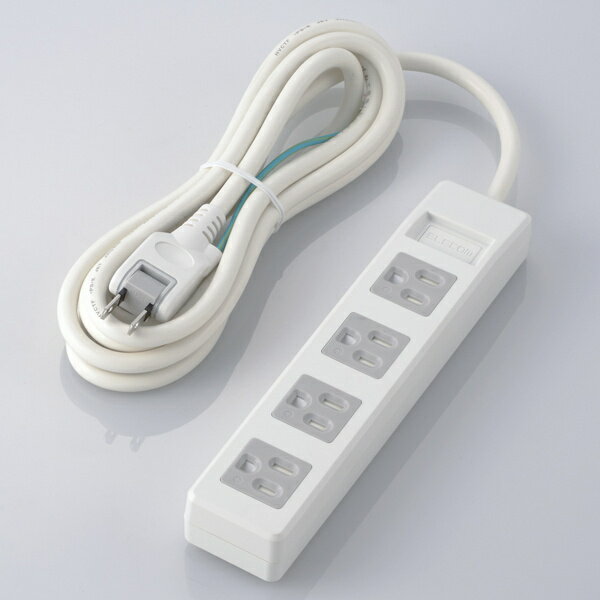 ELECOM T-T1C-3425WH 3pinタップ/ ホコリシャッター付/ 4個口/ 2.5m/ ホワイト【在庫目安:僅少】